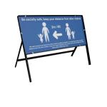 Blue Social Distancing Temporary Sign - Be Socially Safe (1050 x 450mm) STP126