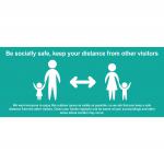 Keep A Safe Distance Temporary Road Sign; Turquoise (1050 x 450mm)