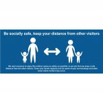Keep A Safe Distance Temporary Road Sign; Blue (1050 x 450mm)