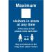 Social Distancing Rigid PVC Sign - Maximum Visitors In Store (200mm x 300mm) STP138