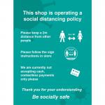 Social Distancing Window Cling Vinyl - This Shop Is Operating A Social Distancing Policy A (300mm x 400mm)