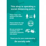Social Distancing Rigid PVC Sign - This Shop Is Operating A Social Distancing Policy C (210mm x 297mm)