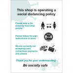 Social Distancing Rigid PVC Sign - This Shop Is Operating A Social Distancing Policy D (148mm x 210mm)