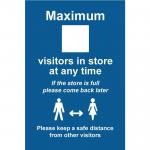 Maximum X Visitors In Store Keep A Safe Distance Sign; Rigid 1mm PVC Board (200 x 300mm 