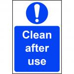 Mandatory Rigid PVC Sign (200 x 300mm) - Clean After Use
