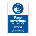 Face Coverings Must Be Worn Sign; Self Adhesive Vinyl (200 x 300mm) 