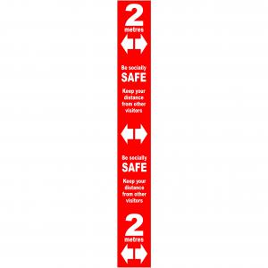 Red Social Distancing Self Adhesive Semi Floor Distance Marker 800 x