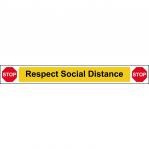 Social Distancing Wall And Floor Graphic Self Adhesive Vinyl (800 x 100mm) - STOP Respect Social Distancing