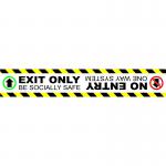 Social Distancing Floor Graphic Self Adhesive Vinyl (600 x 100mm) = Exit Only No Entrance STP186