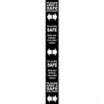 Floor Distance Marker Keep Safe Distance Floor Graphic; Self Adhesive Vinyl Laminated; Black (800 x 100mm) 