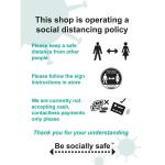 This Shop Is Operating A Social Distancing Policy B Sign; Rigid 1mm PVC Board (300 x 400mm) 