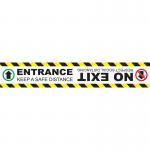 Entrance Please Keep Apart No Exit Floor Marker; Self Adhesive Vinyl Laminated (600 x 100mm)  STP199