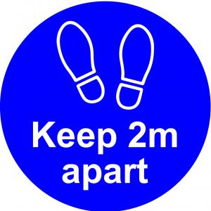 Blue Social Distancing Self Adhesive Floor Distance Marker 200mm dia.