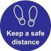 Keep A Safe Distance Floor Graphic; Self Adhesive Vinyl Laminated; Blue (200mm dia)  STP271