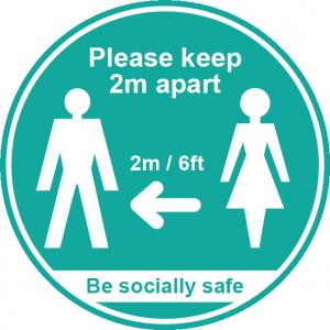 Turquoise Social Distancing Self Adhesive Sign - Please Keep 2m6ft