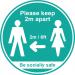 Turquoise Social Distancing Self Adhesive Sign - Please Keep 2m/6ft Apart (1900 dia.) 25pk STP312