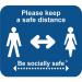 Please Keep A Safe Distance Label; Self Adhesive Vinyl Laminated; Turquoise (190mm dia) 25pk  STP313
