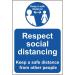 Respect Social Distancing Keep Safe Distance A-Board (White/Blue on Yellow)  STP384