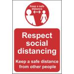 Respect Social Distancing Keep Safe Distance A-Board (White/Red on Yellow) 