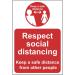 Respect Social Distancing Keep Safe Distance A-Board (White/Red on Yellow)  STP385