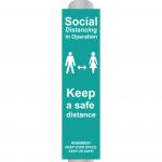 Social Distancing In Operation (A) Post/Bollard Sign (800mm High For 100mm dia post) 