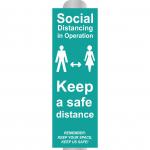 Social Distancing In Operation (A) Post/Bollard Sign (800mm High For 150mm dia post) 