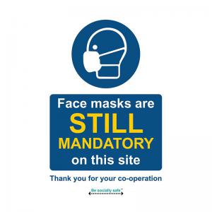 Image of Safety sign - Face masks are still mandatory on this site - SAV 200 x