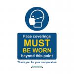 Safety sign - Face coverings must be worn past this point - SAV (200 x 300mm)