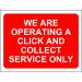 Red Social Distancing Temporary Sign (600 x 450mm) - We Are Operating A Click And Collect Service Only STP602