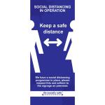 Social Distancing Keep A Safe Distance Pull Up Banner; Blue (850 x 2000mm) 