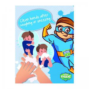 Super Hygiene Heroes Clean Hands After Coughing or Sneezing Sign;