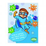 Super Hygiene Heroes Wash or Sanitise Your Hands Before and After Eating Sign; Rigid 1mm PVC Board (300 x 400mm)