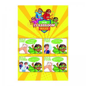 Super Hygiene Heroes Classroom Rules Poster; Rigid 1mm PVC Board 600 x