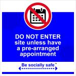Be Socially Safe Do Not Enter Without Appointment Sign; Rigid 1mm PVC Board (400 x 400mm)