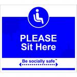 Be Socially Safe Please Sit Here Table and Seat Sign; Pack of 2 (190 x 166mm)