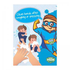 Super Hygiene Heroes Clean Hands After Coughing or Sneezing A Board
