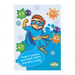 Super Hygiene Heroes Wash or Sanitise Your Hands Before and After Eating A Board Sign