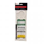 The photo shows a Spectrum Industrial Scaffold Platforms Scaffold Tag Kit. It includes a single ClawTag holder, 2 inserts, and 1 pen. The kit is neatly organized and ready for use on a construction scaffold.