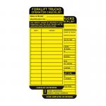 The photograph captures the Spectrum Industrial Warehouse Signage, showcasing its sleek design and clear text. Ten forklift tag inserts can be seen neatly packed in the package, ready for use in the busy warehouse. The vibrant colors of the inserts add a pop of color to the overall image.