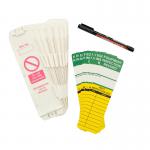 The Spectrum Industrial Safety Signs Universal Inspection Tag Insert Kit includes 10 AssetTag holders, 10 inserts, and 1 pen, all neatly packaged in a box. The inserts feature clear labeling and the pen allows for easy writing. Essential for any workplace setting.