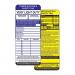 This picture shows a pack of 10 Spectrum Industrial Scaffold Platforms Tower Scaffold Safety Tag Inserts. The inserts are square, white, and have a red SAFETY label at the top. The rest of the space is left blank for important safety information to be written on.