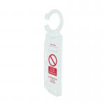 The photograph features a pack of 5 Spectrum Industrial Safety Signs ClawTag Holders. Each holder is designed to securely hold safety signs in place, with a durable claw-like mechanism. The simple, yet functional design is ideal for any industrial safety setting.