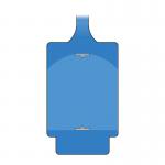 This image features a spectrum of blue industrial signage tags, specifically AssetTag Flex, in a pack of 50 blank tags. These tags are ideal for warehouse use.