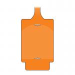The photo captures a bold orange Spectrum Industrial Warehouse Signage AssetTag Flex, with a pack of 50 blank tags. The sleek design and professional appearance make it a standout choice for labeling and identifying assets in any industrial warehouse setting.