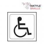 Disabled Graphic&rsquo; Sign; Self Adhesive Taktyle; White  (150mm x 150mm)