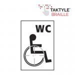Disabled WC Graphic&rsquo;  Sign; Self Adhesive Taktyle; White (150mm x 225mm)