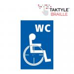 Disabled WC Graphic&rsquo;  Sign; Self Adhesive Taktyle; Blue (150mm x 225mm)
