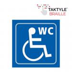 Disabled WC Graphic&rsquo;  Sign; Self Adhesive Taktyle; Blue (150mm x 150mm)