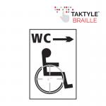 Disabled WC Arrow Right&rsquo;  Sign; Self Adhesive Taktyle; White  (150mm x 225mm)
