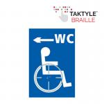 Disabled WC Arrow Left&rsquo;  Sign; Self Adhesive Taktyle; Blue (150mm x 225mm)